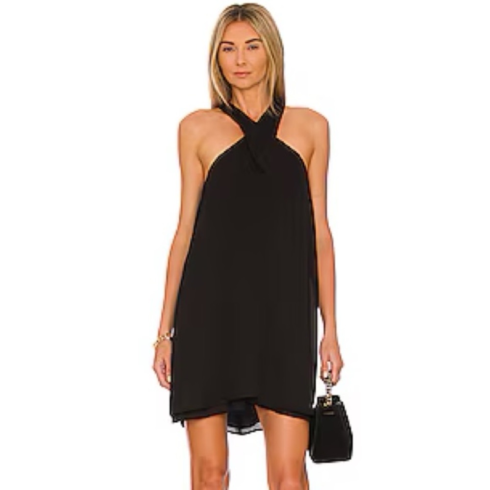 REVOLVE Black Halter Mini Dress